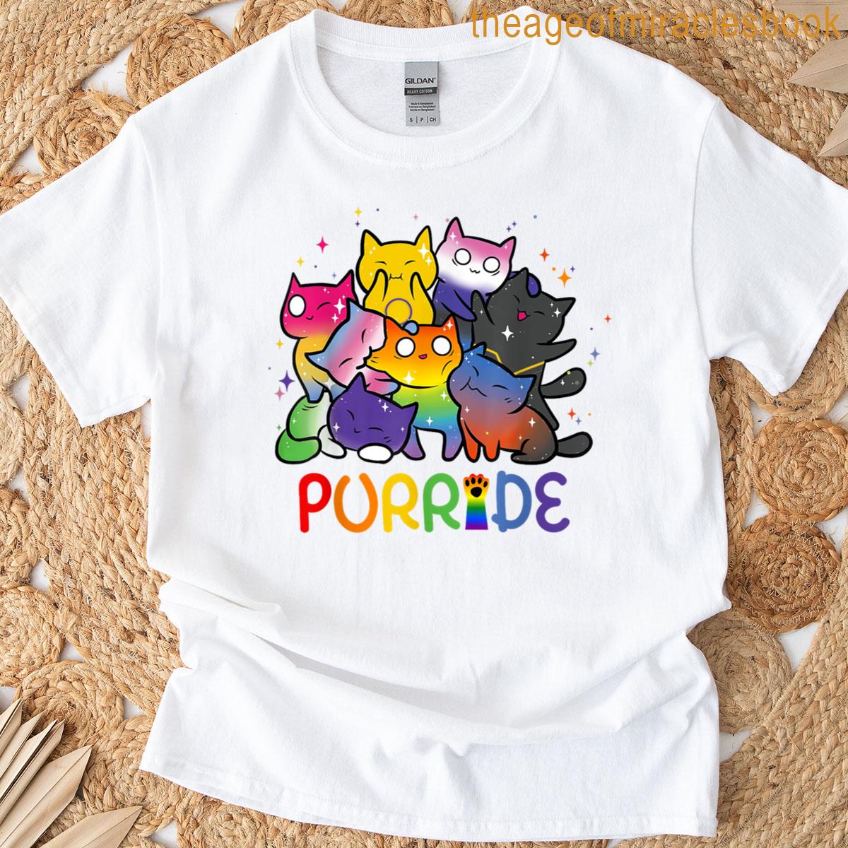 Purride Cat Pride Ally Lgbt Rainbow Animal Lovers Women Kids T-shirt