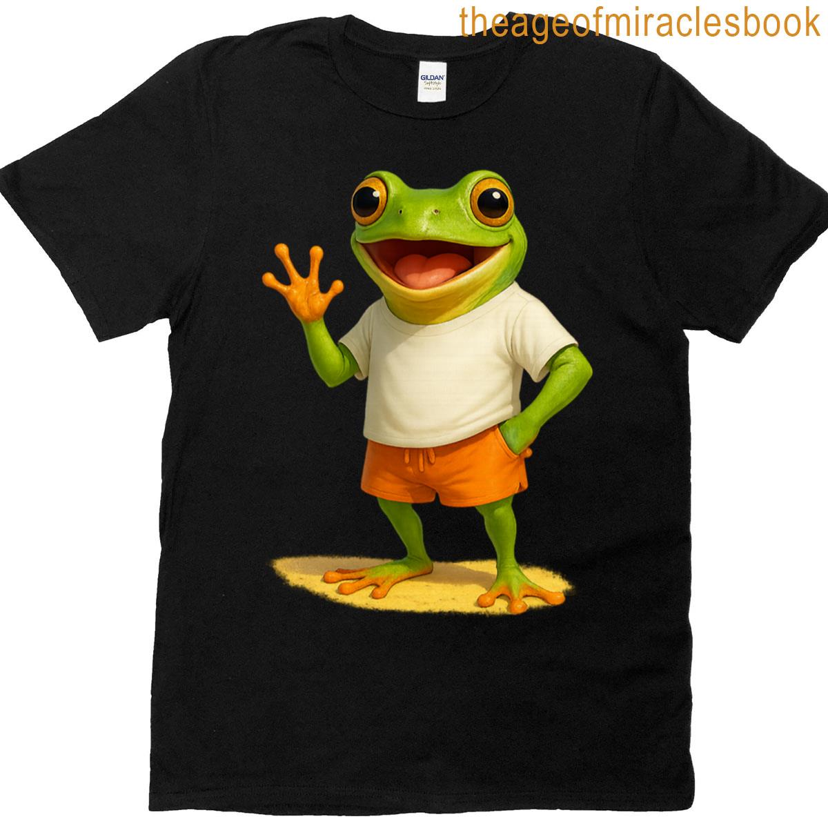 3d Summer Frog In Shorts And Fun Tropical Vibes T-shirt