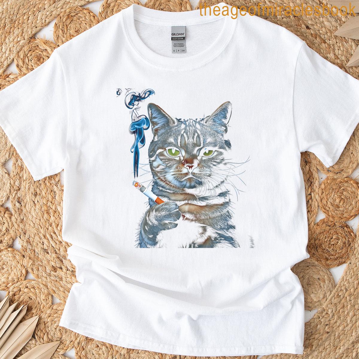 Cigarette Cat Meme Smoking Kitty Gen Z Aesthetic Adult Humor Premium T-shirt
