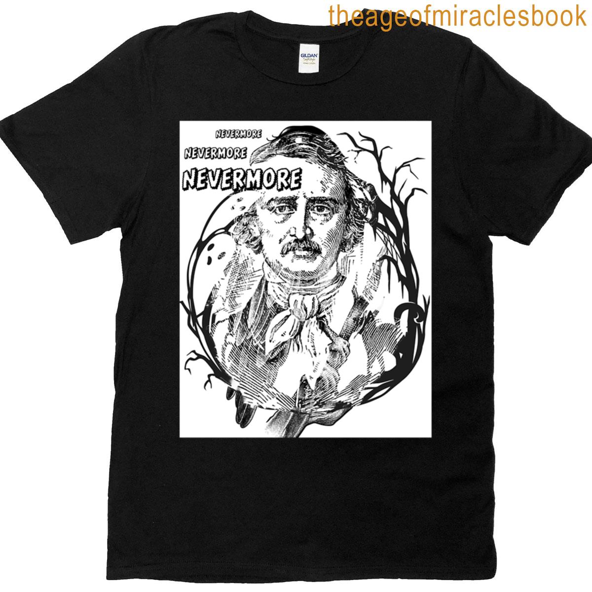 Nevermore Between Branches Inspired By Edgar Allan Poe – Black And White Art T-shirt