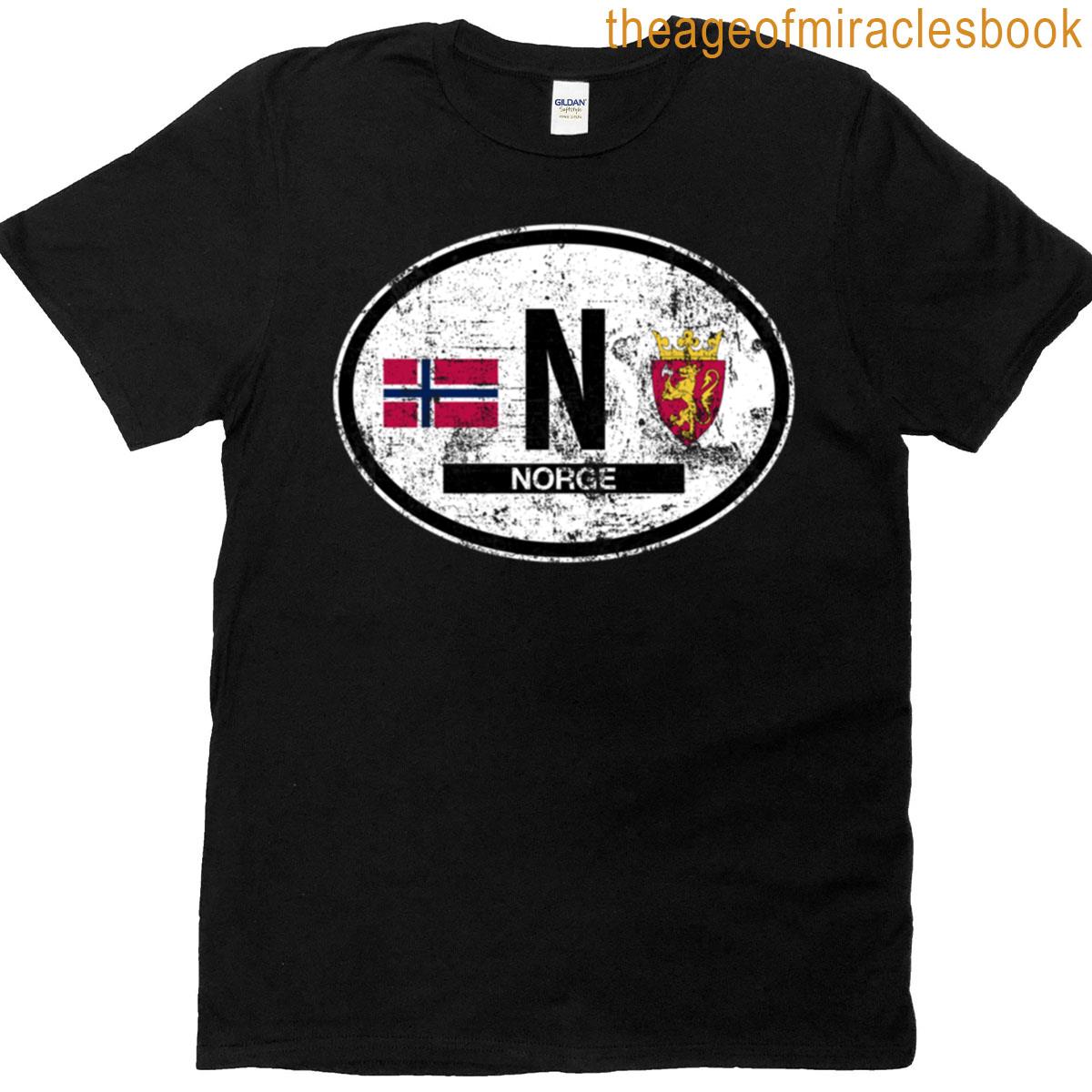 Norway Oval Auto Decal With Flag And Crest Distressed T-shirt