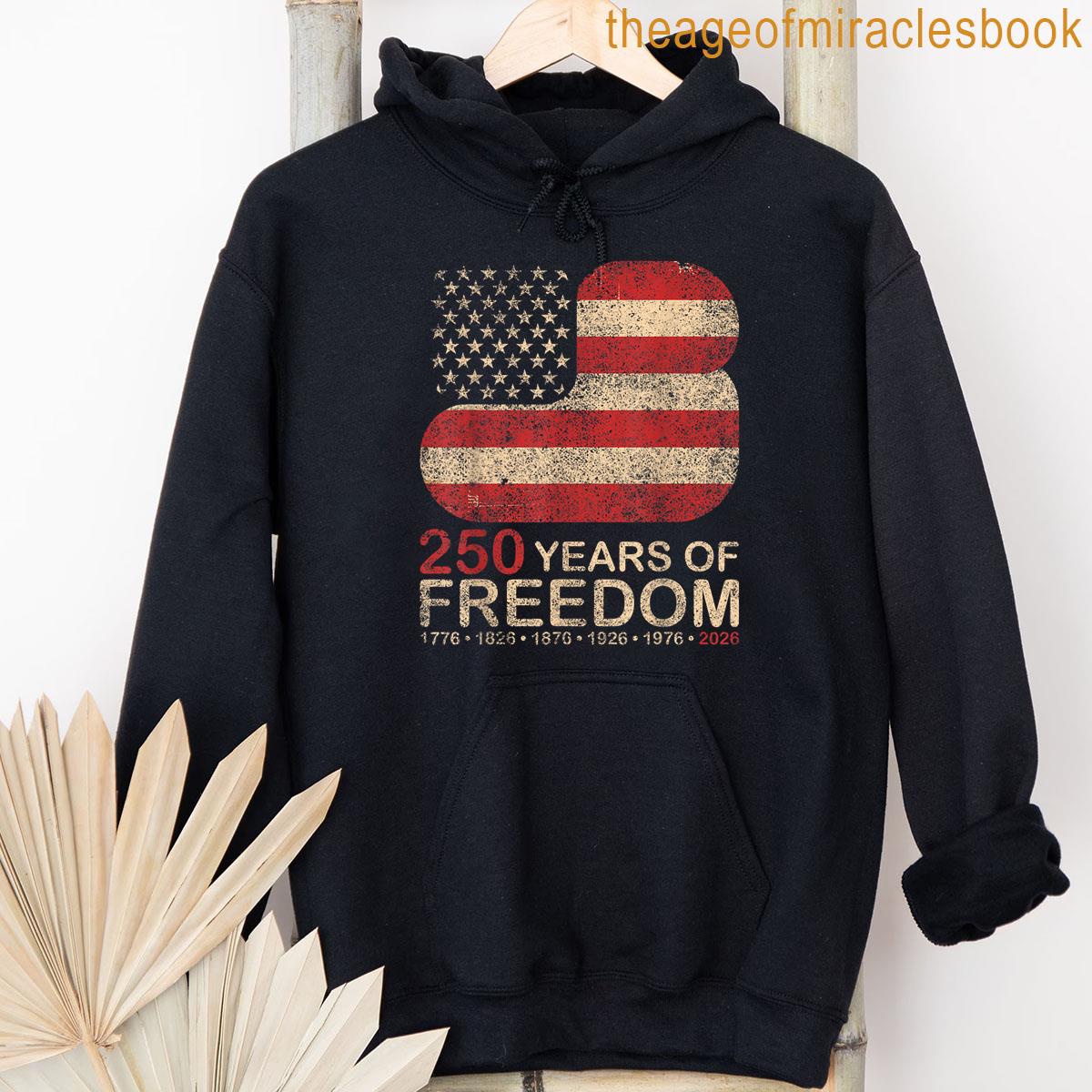 Alternative view of 250 Years Of Freedom Vintage Patriotic Usa Flag Design 2026 T-shirt