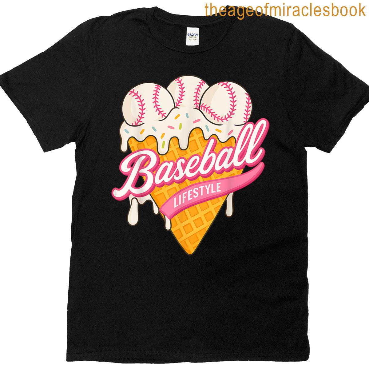 Baseball Lifestyle Home Plate Ice Cream Drip Men Boys Youth T-shirt