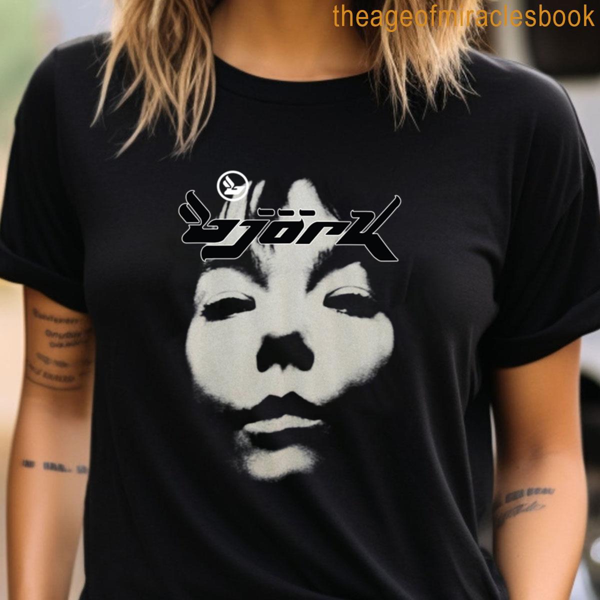 Bjork Homogenic Vintage Face Logo Black White T-shirt