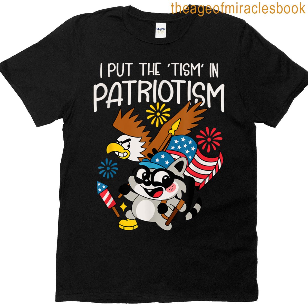 Funny Raccoon I Put The Tism In Patriotism Athletic Eagle T-shirt