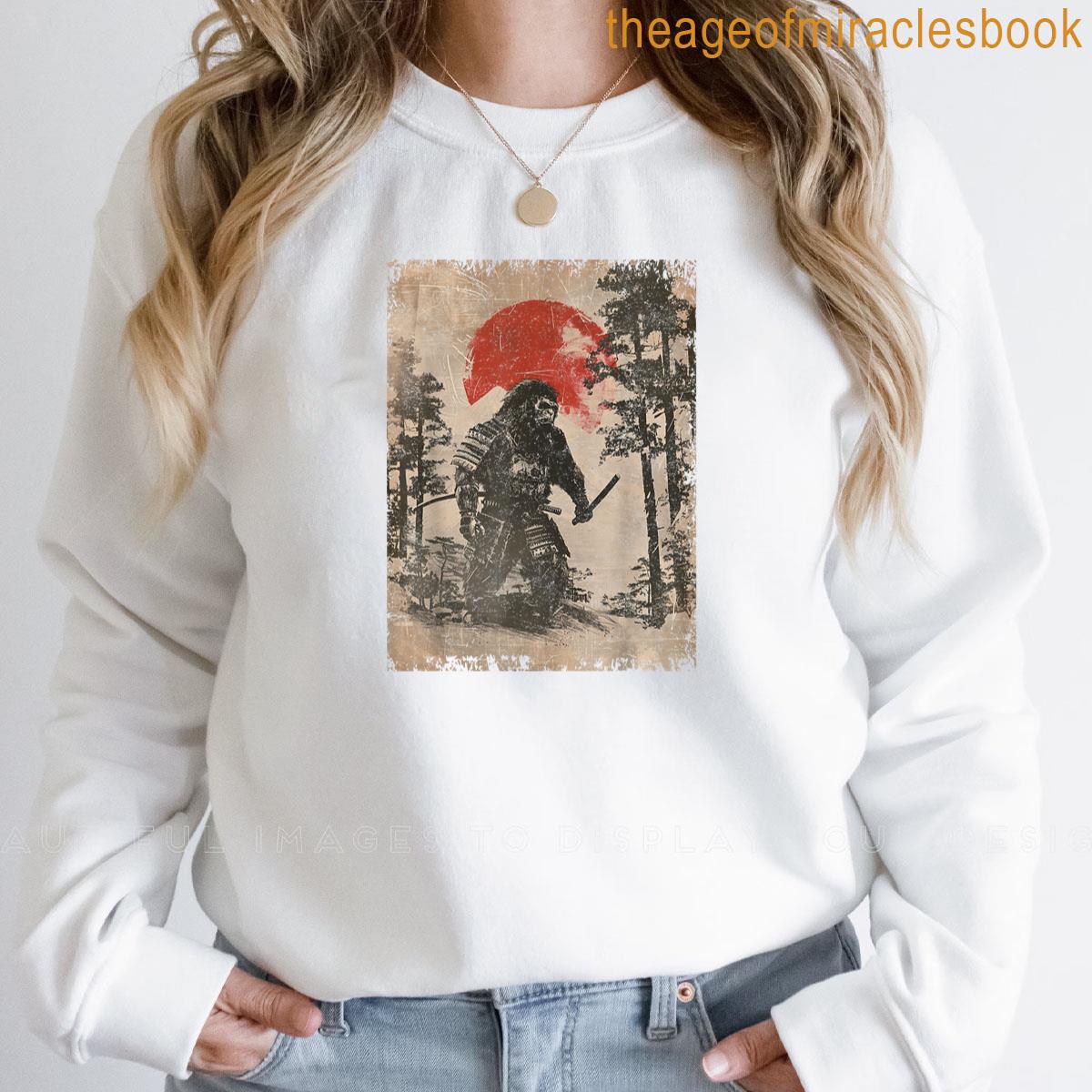 Samurai Bigfoot Japanese Vintage Graphic Ukiyo-e Art Funny T