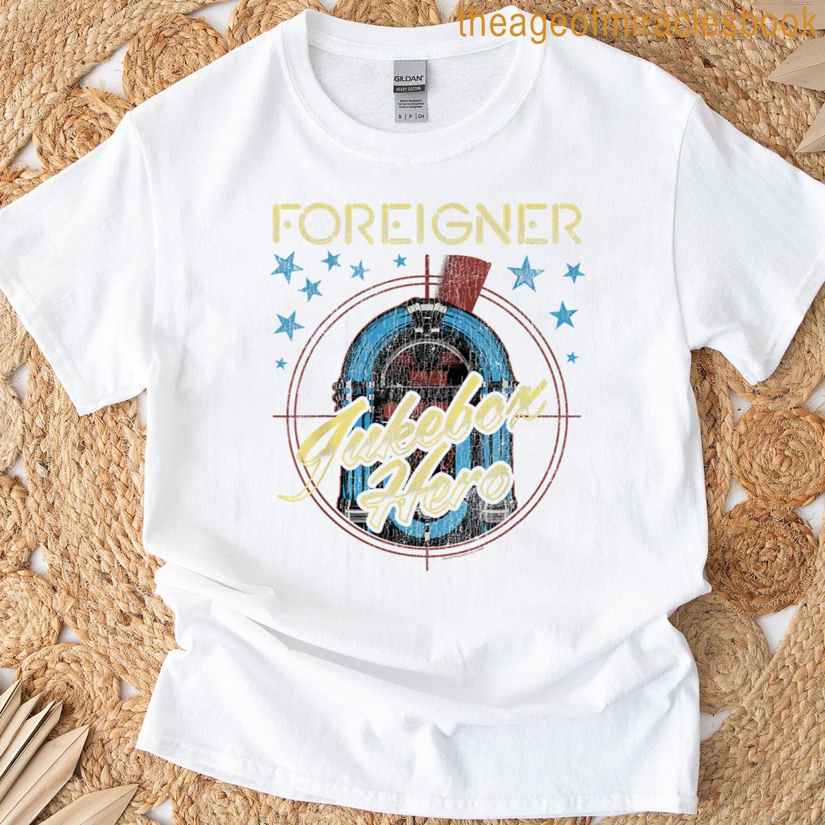 Foreigner Retro Jukebox Hero With Stars Vintage Band T-shirt