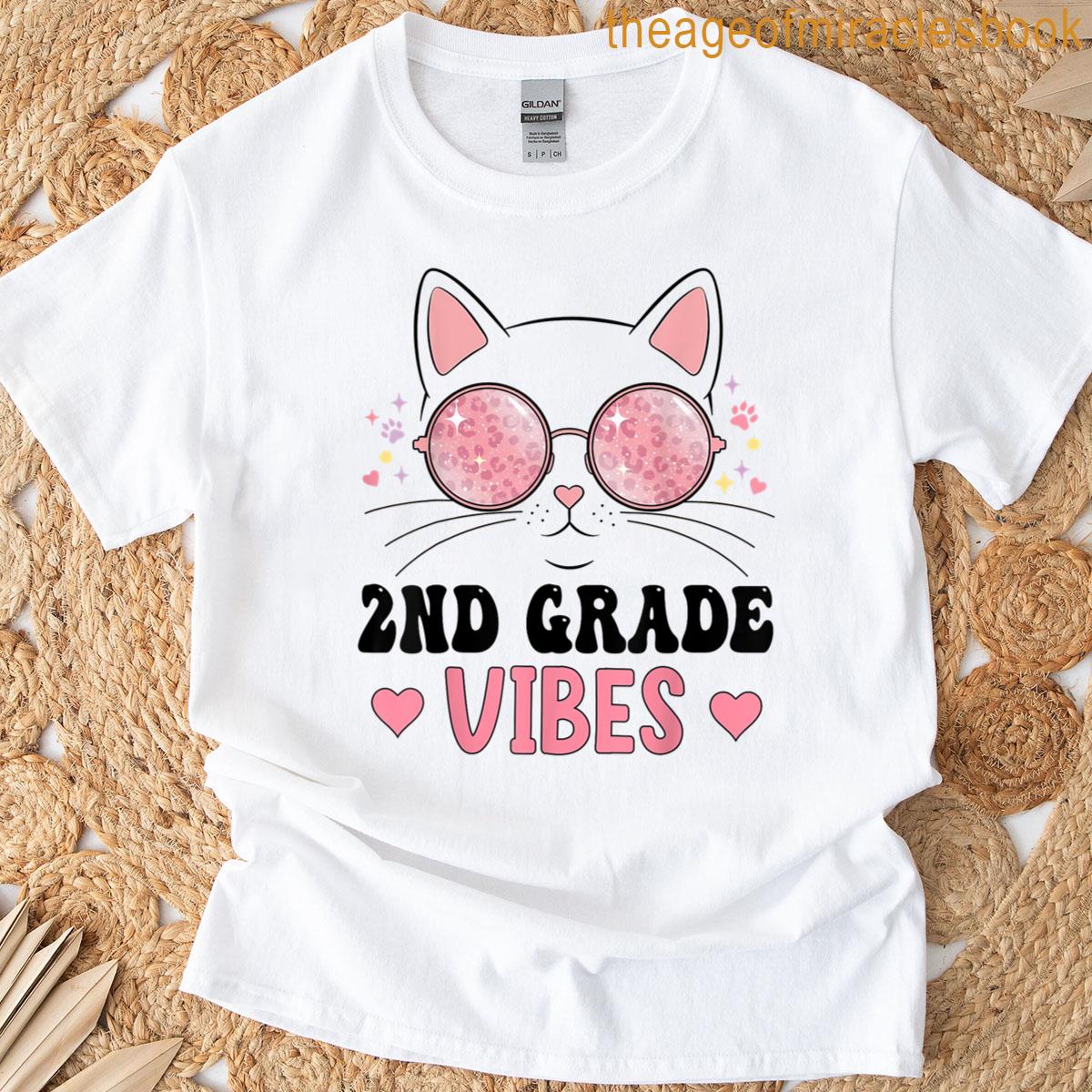 2nd Grade Vibes Cute Kawaii Cat First Day Of School Girls T-shirt