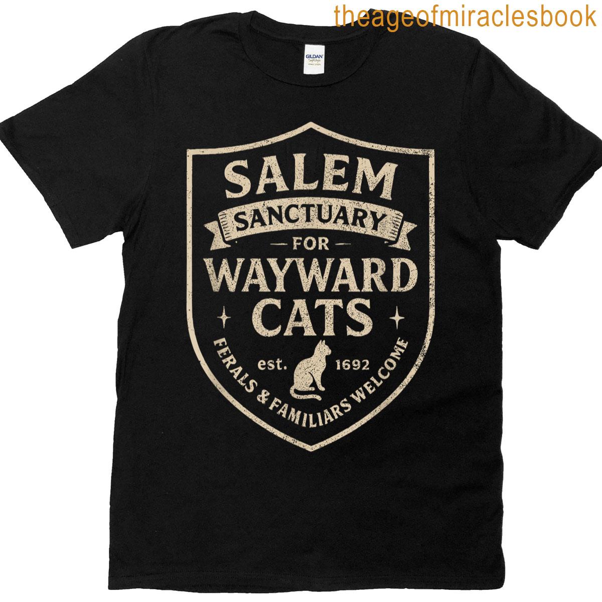 Witch Salem Sanctuary For Wayward Cats Funny Halloween T-shirt