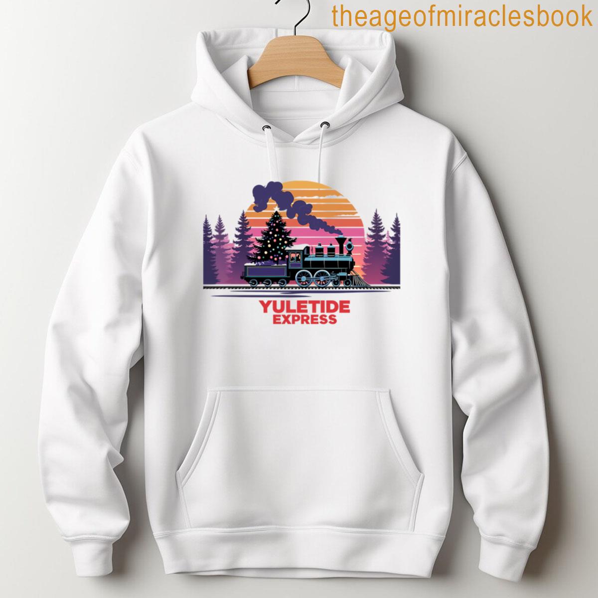 Alternative view of Yuletide Express Retro Christmas Train In Snowy Sunset Forest T-shirt