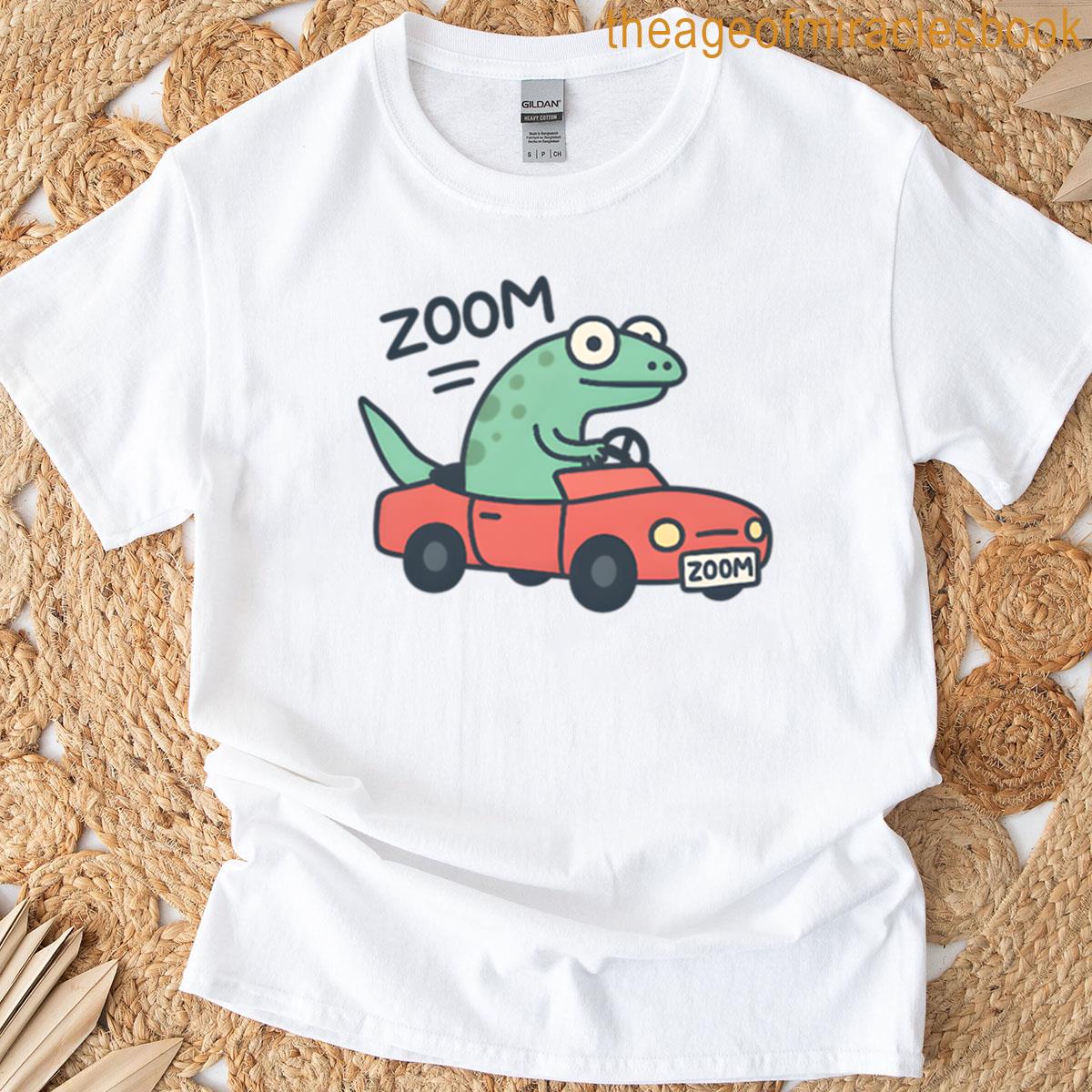 Zoom Lizard Cute Cartoon Driving Meme Design T-shirt
