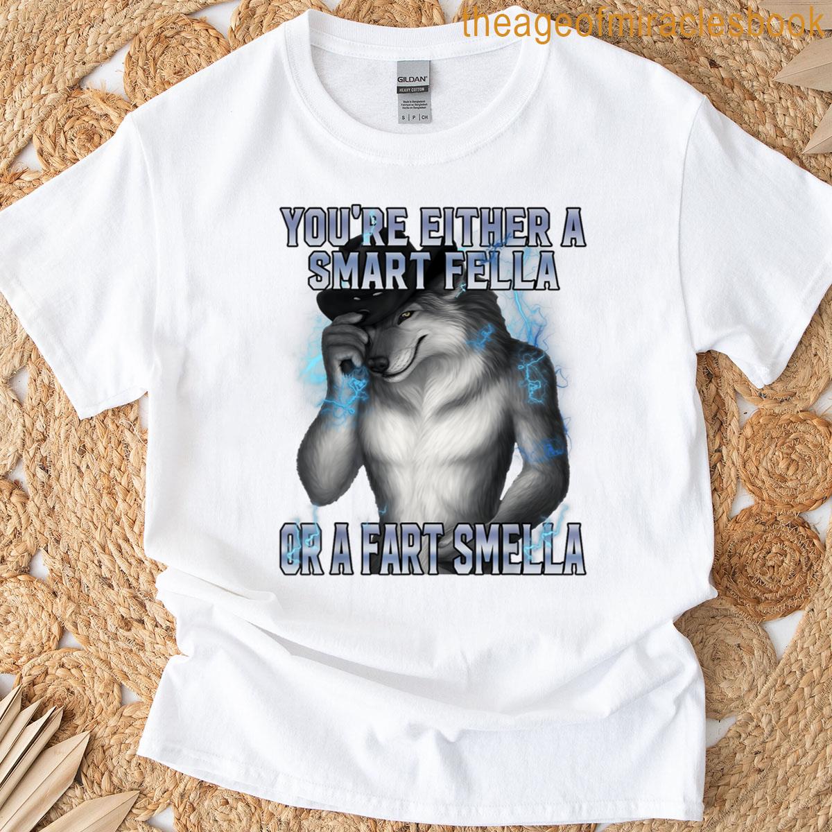 Smart Fella Alpha Wolf Meme Funny Werewolf Cursed Meme T-shirt