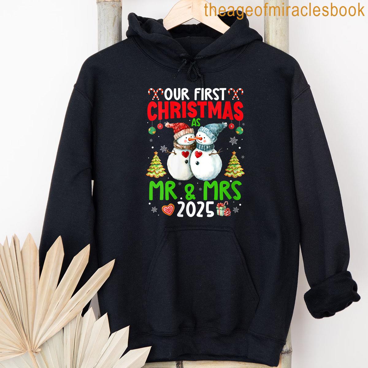 Alternative view of Womens Our First Christmas As Mr Mrs 2025 Couple Matching Pajamas T-shirt