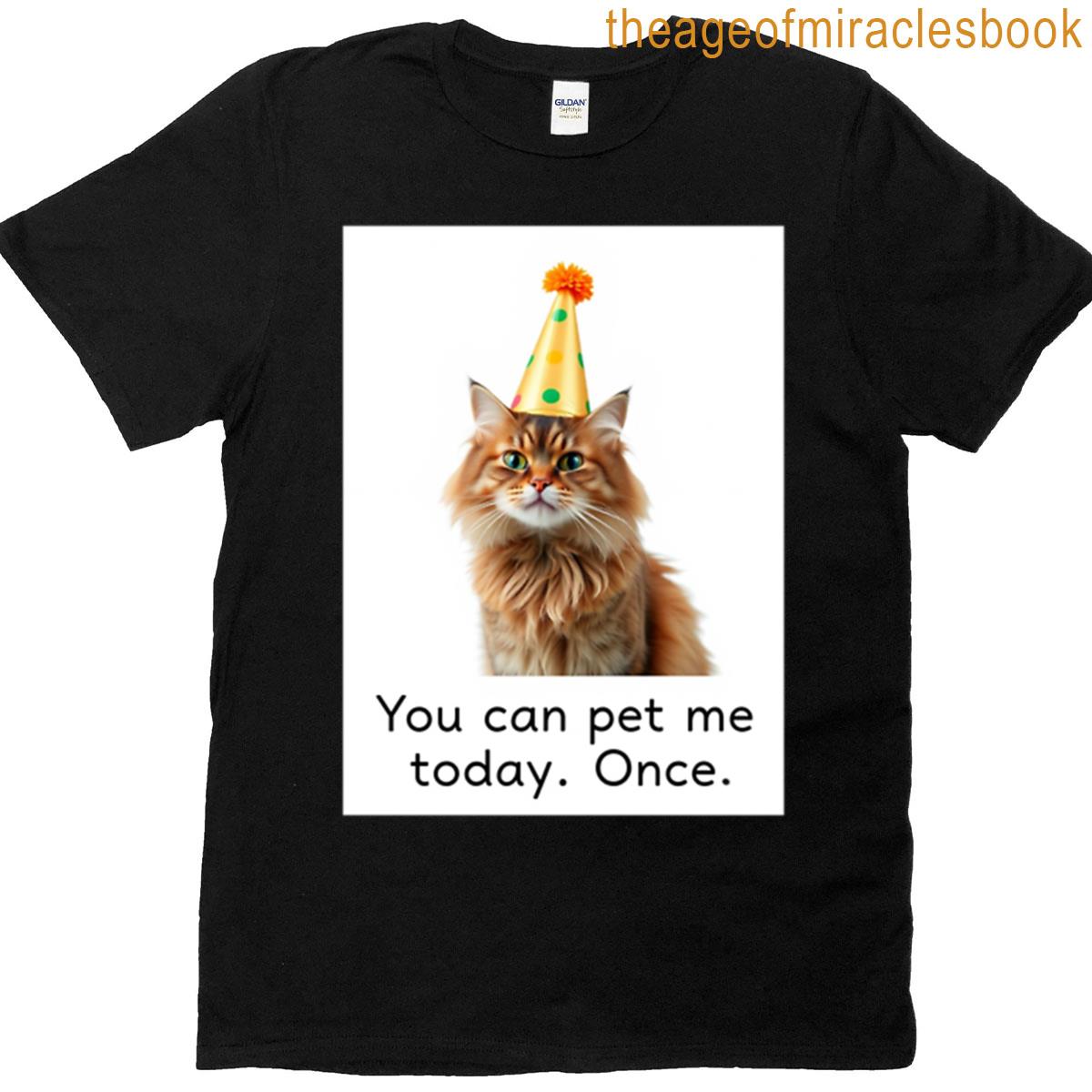 You Can Pet Me Today Once Birthday Funny Prank Meme Gift Weird Cat Satire T-shirt