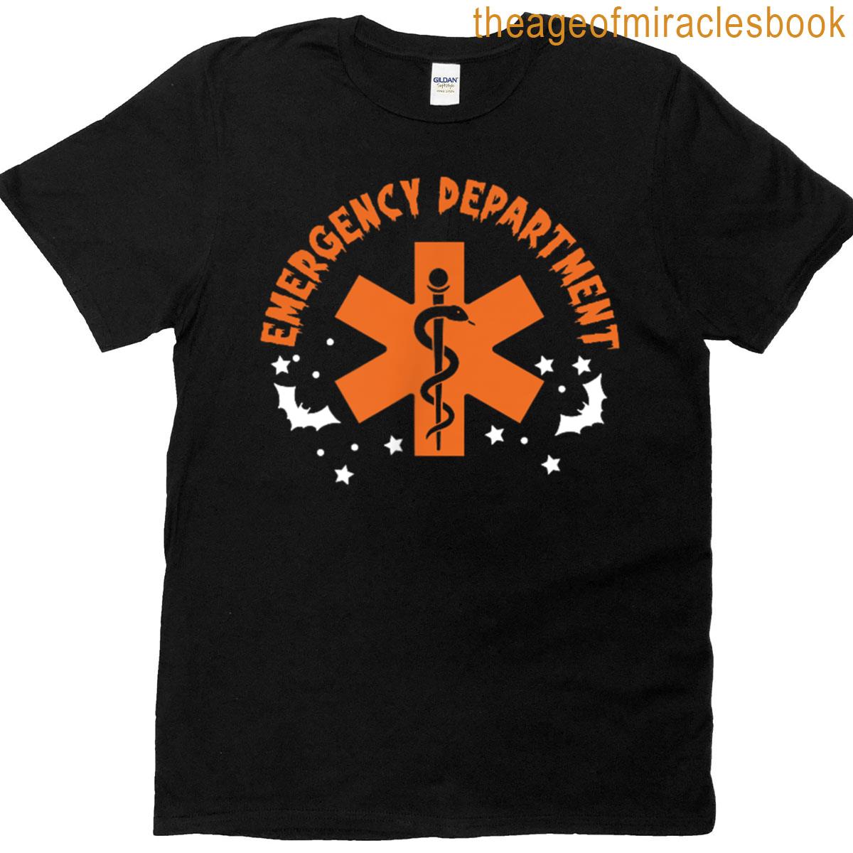 2 Sides Retro Halloween Emergency Department Spooky Season T-shirt