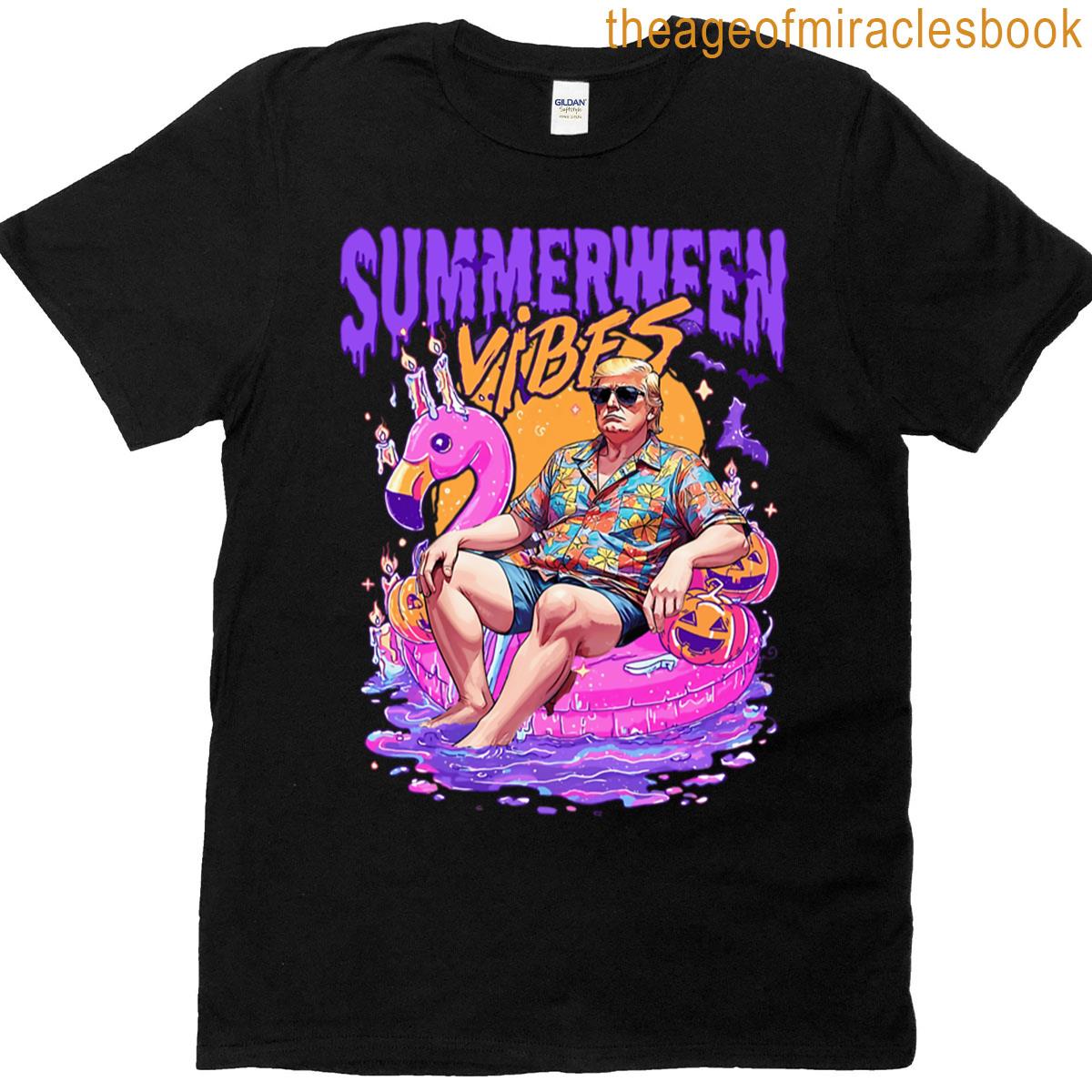 Trump Summerween Vibes Spooky Summer Pumpkin Oversized T-shirt