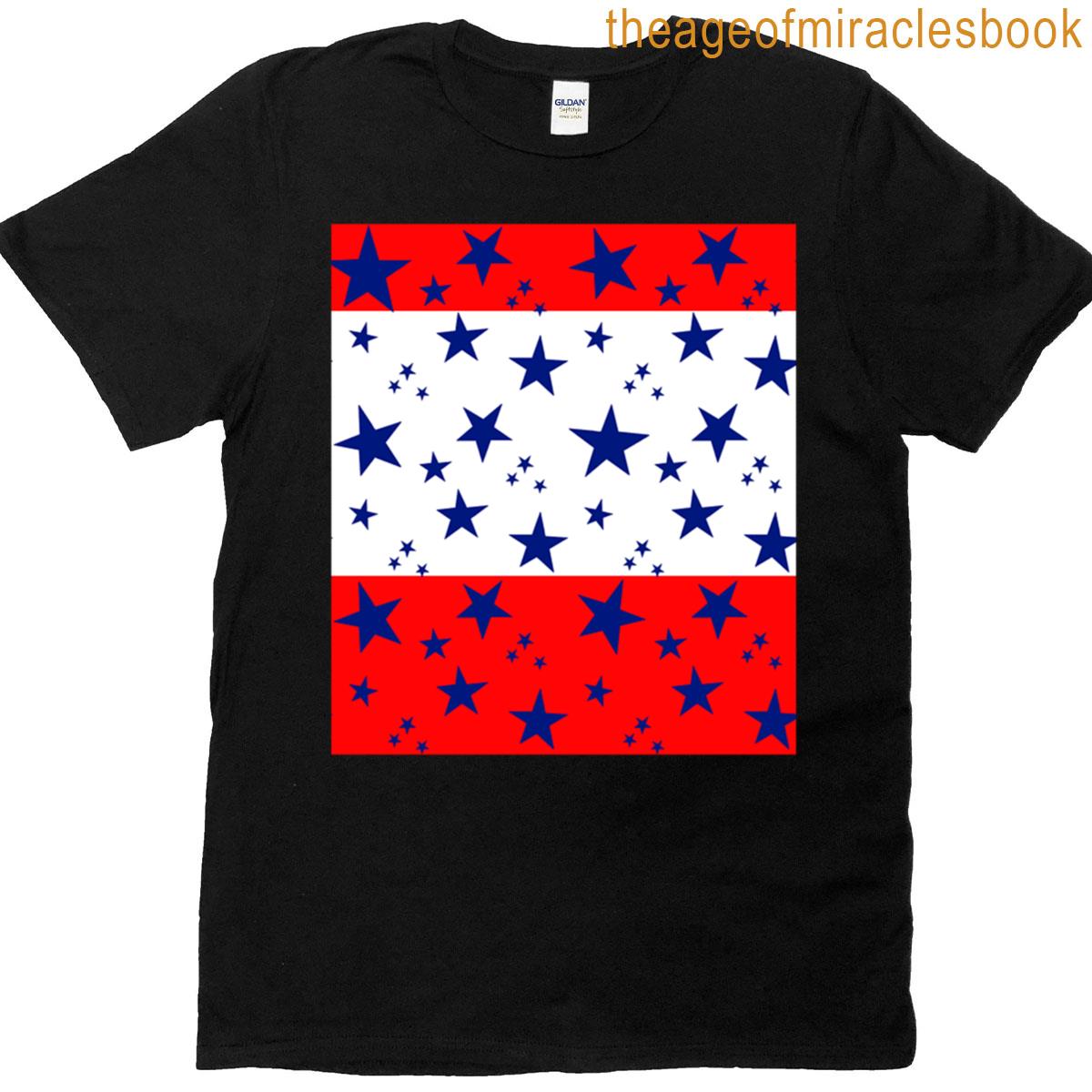 Wide Stripe With Stars Patriotic Seamless Repeat T-shirt