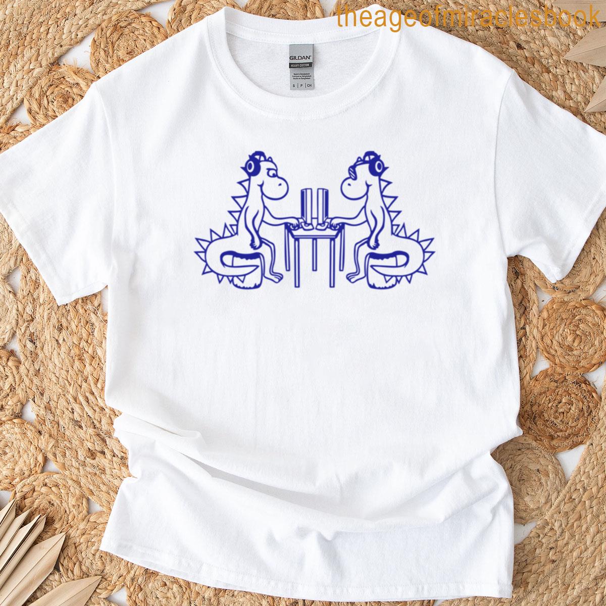 2 Lan Party Stegosaurus Computer Nerd Playing Pc Gamer Dinosaur T-shirt