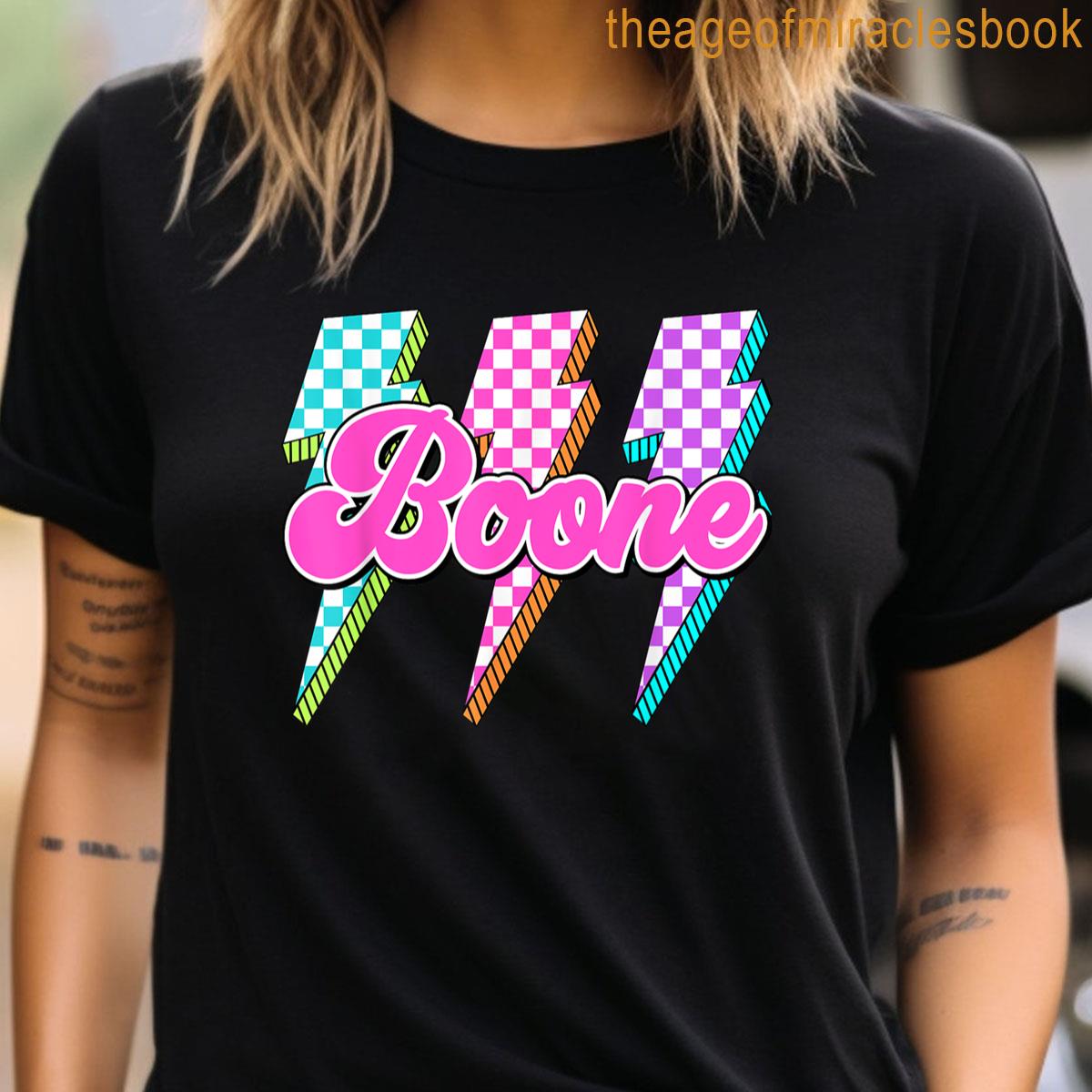 Boone Lightning Bolt Checkered I Love Boone 80s Vintage T-shirt