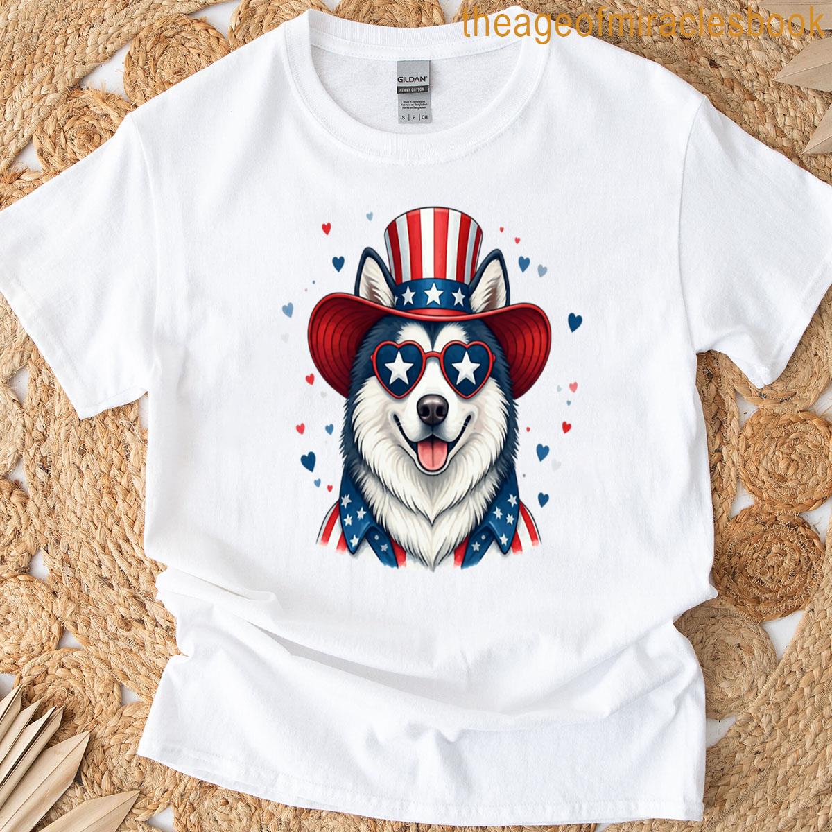 Patriotic Dog With Stars And Stripes T-shirt