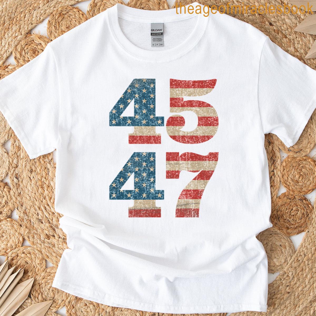 45 47 Trump 2024 Vintage Usa American Flag T-shirt