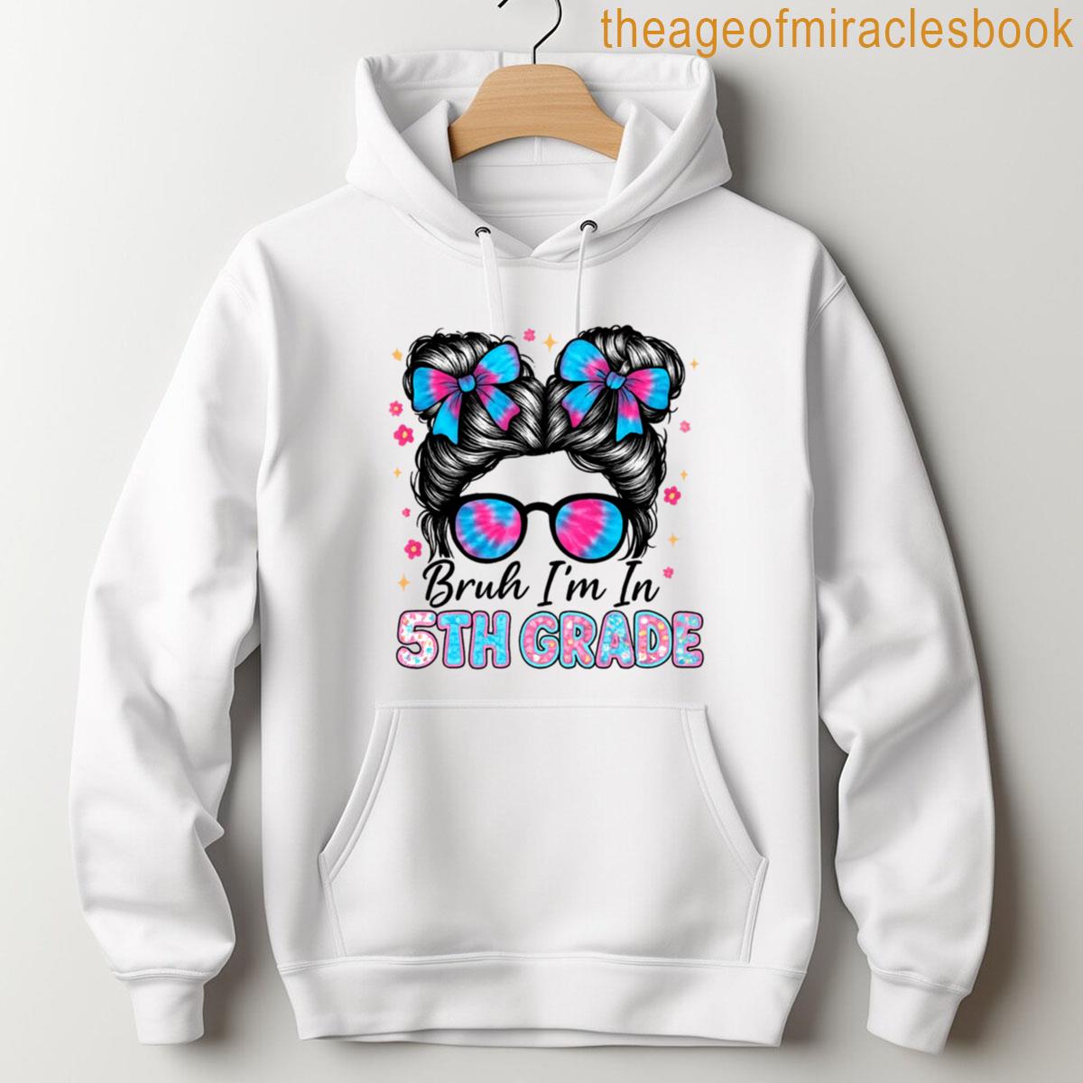 Alternative view of 5th Grade Tie Dye Glasses Bow Hair Retro Style Fun T-shirt