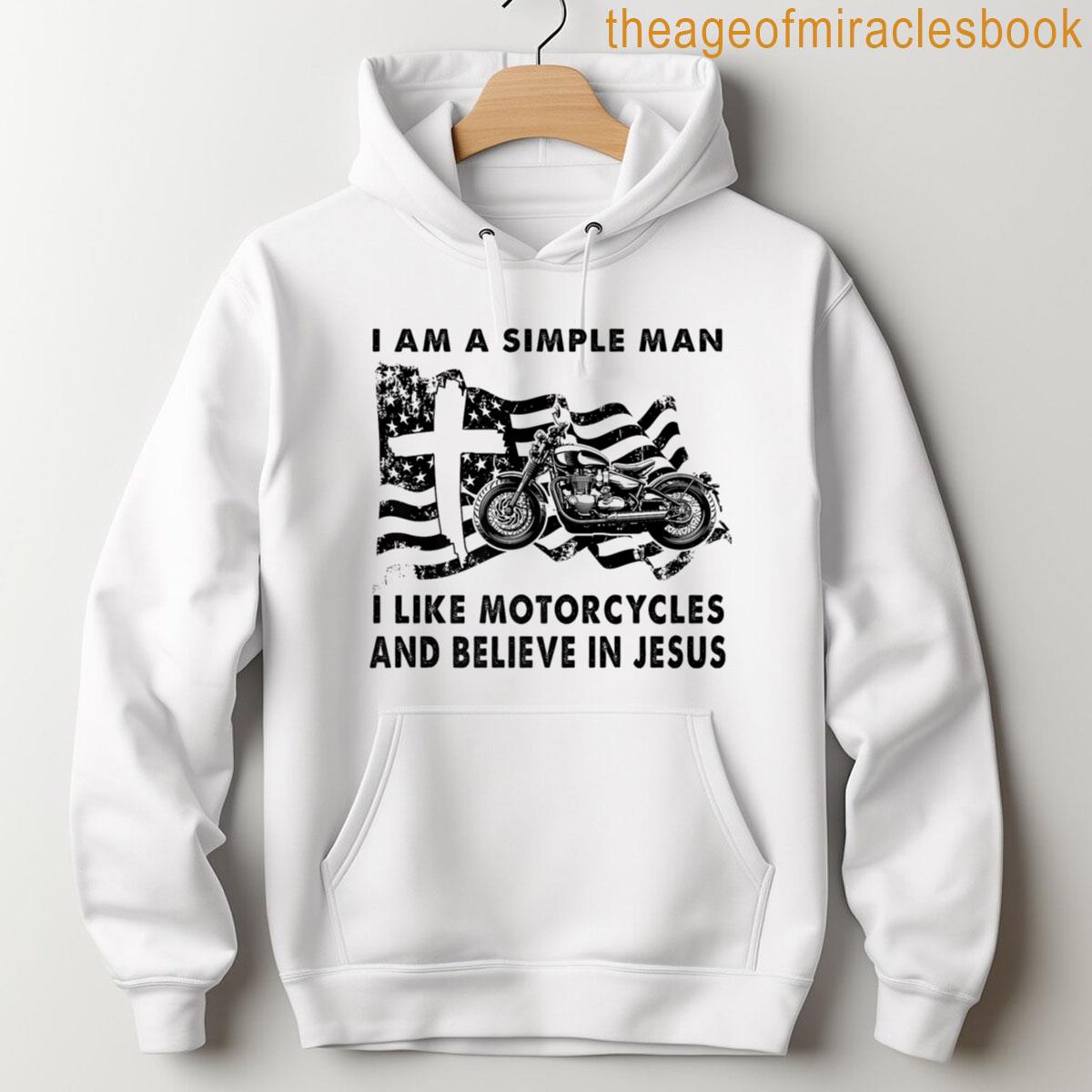 Alternative view of A Simple Man I Like Motorcycles And Believe In Jesus Riding Premium T-shirt