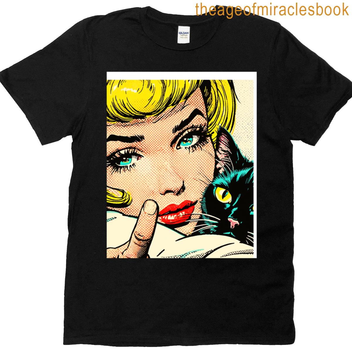 1960s Parody Cat Lovers Bedtime Ai Pop Art Come Here Graphic T-shirt
