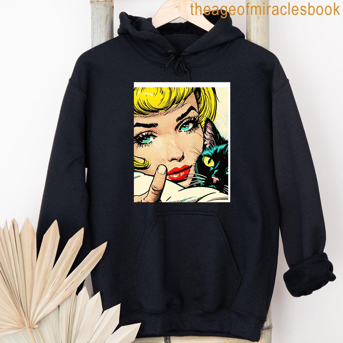 Alternative view of 1960s Parody Cat Lovers Bedtime Ai Pop Art Come Here Graphic T-shirt