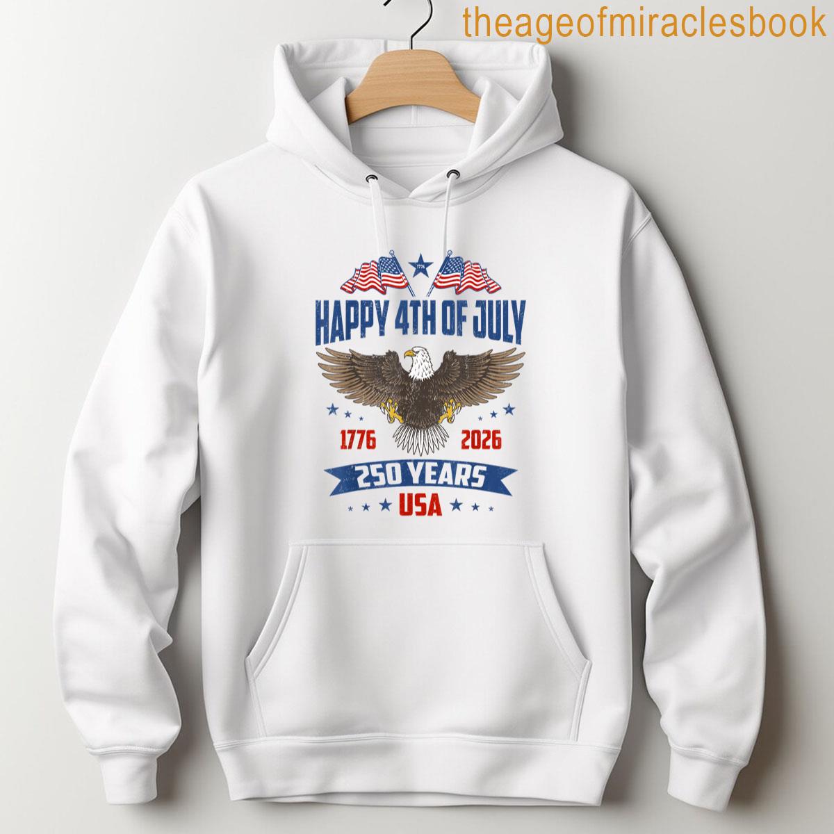 Alternative view of 250 Years Of Freedom 1776 2026 American Flag 4 July Vintage T-shirt