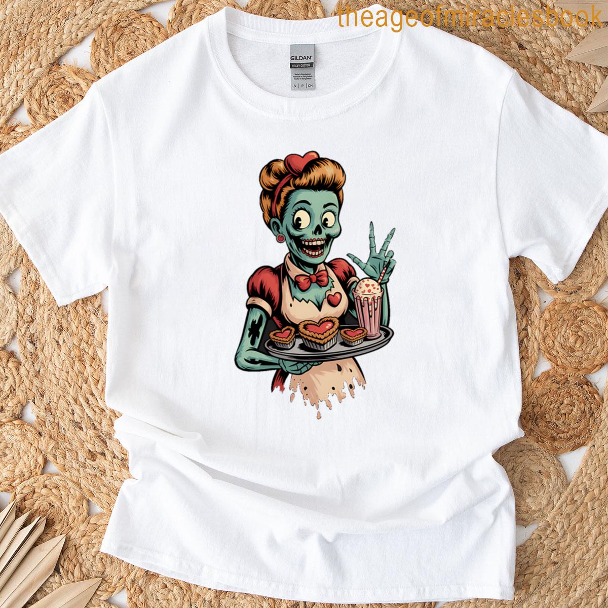 Zombie Waitress Valentine Retro Pin-up T-shirt