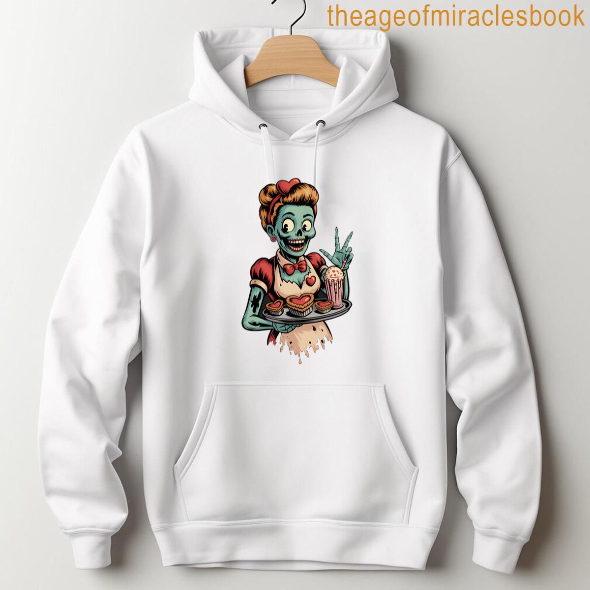 Alternative view of Zombie Waitress Valentine Retro Pin-up T-shirt