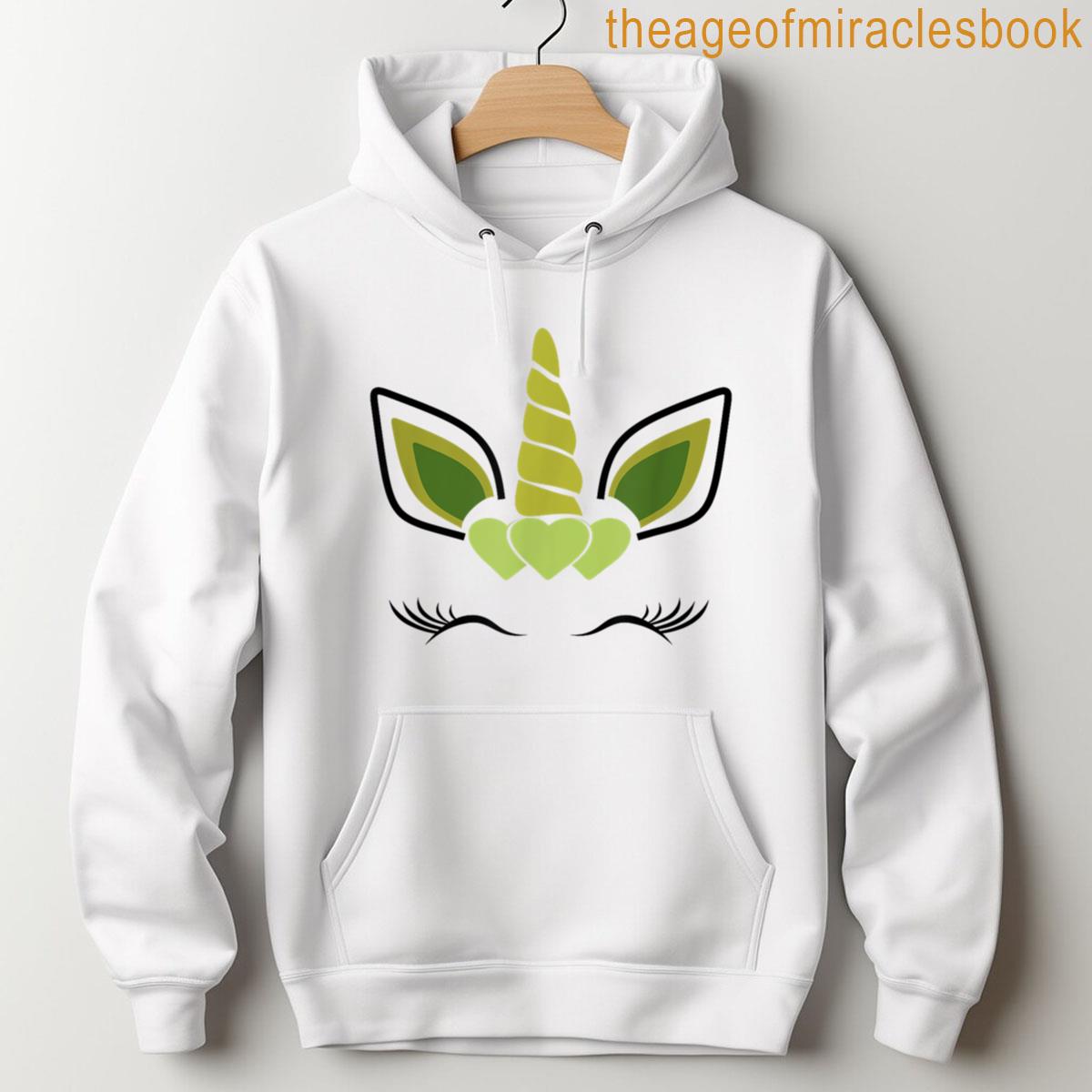 Alternative view of Unicorn Face Eyelashes Smile Hearts St Patricks Day T-shirt