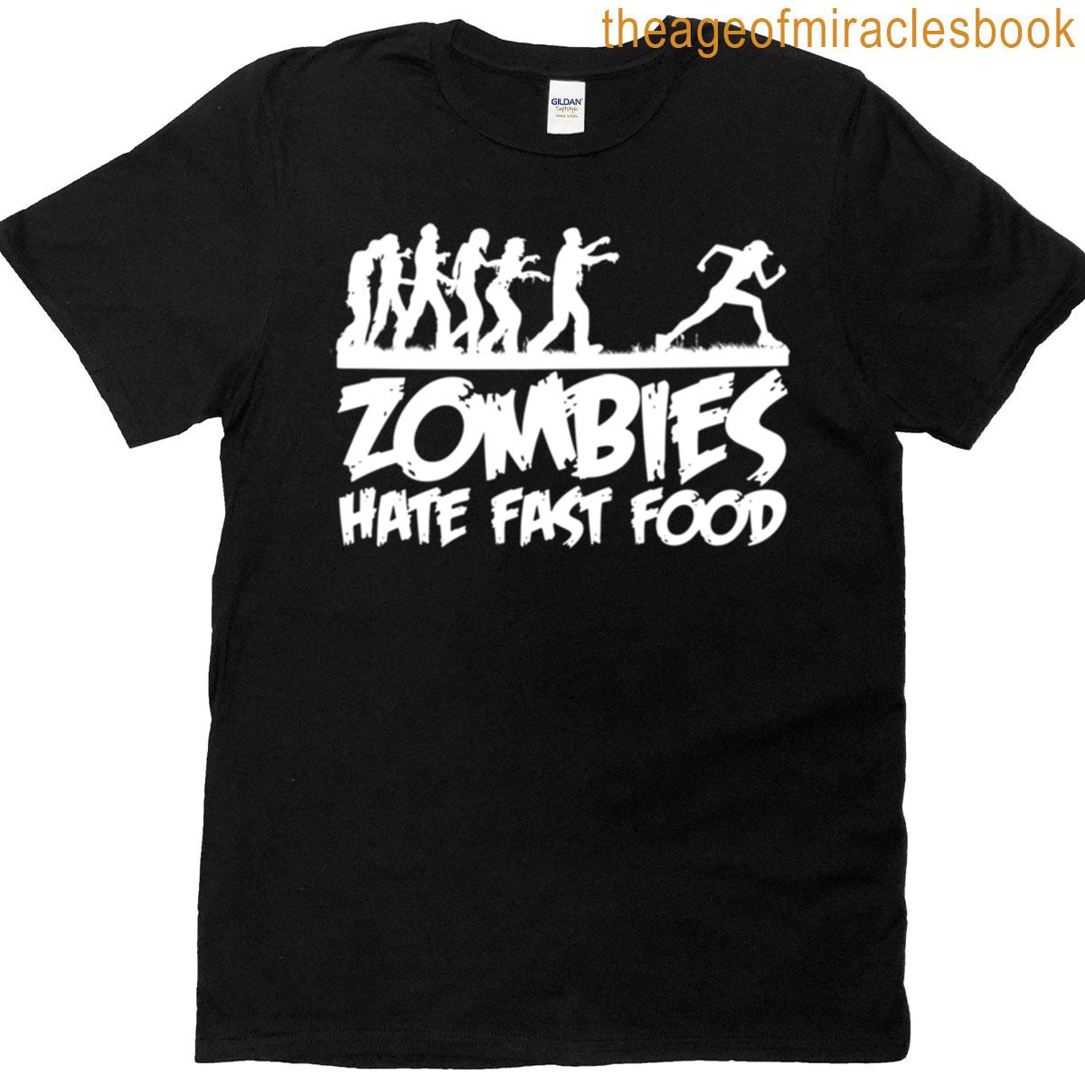 Zombies Hate Fast Food Woman Running From Zombies Halloween T-shirt