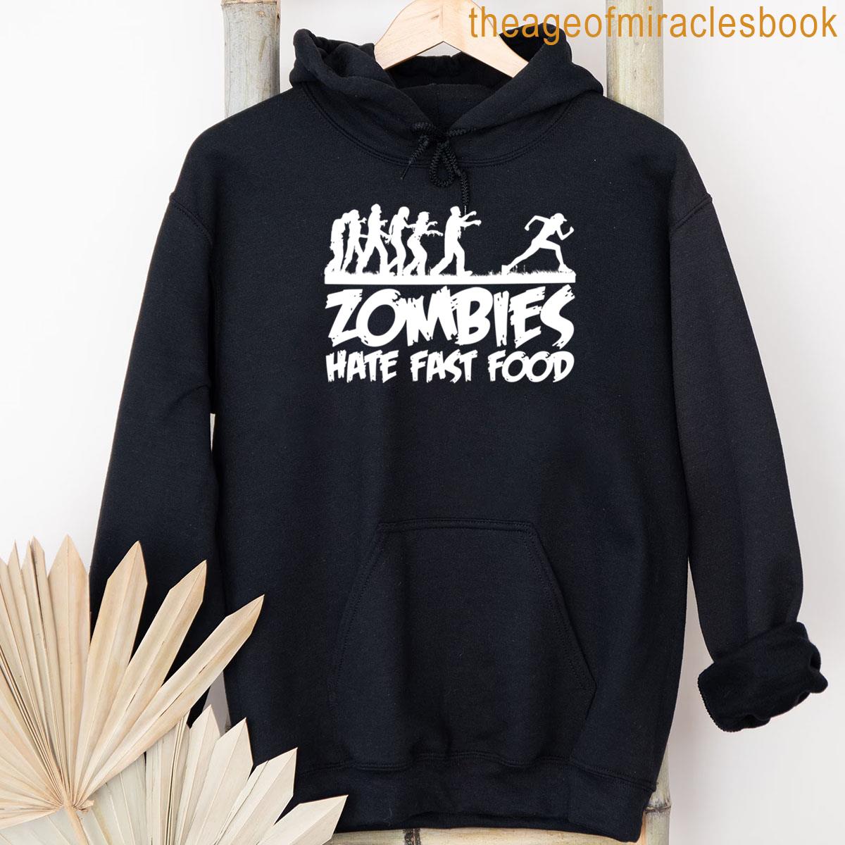 Alternative view of Zombies Hate Fast Food Woman Running From Zombies Halloween T-shirt