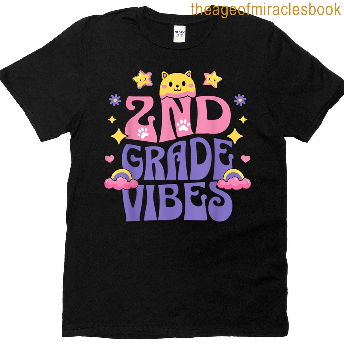 2nd Grade Vibes Cat Kitten Love Back To School Girls T-shirt