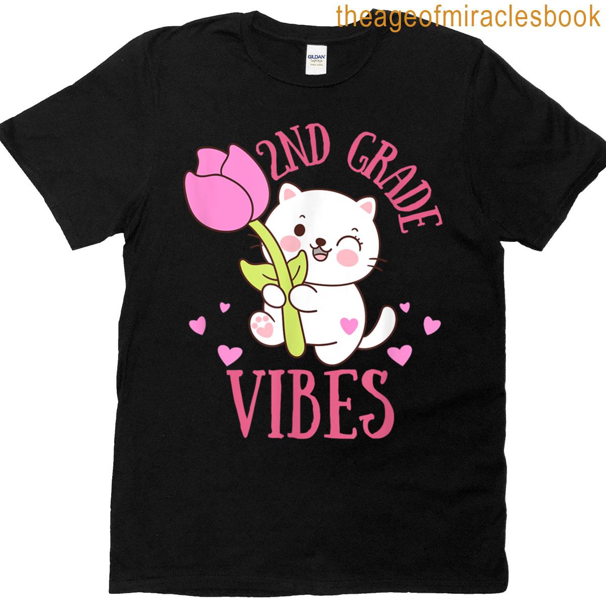 2nd Grade Vibes Cat Kitten Lover Back To School T-shirt
