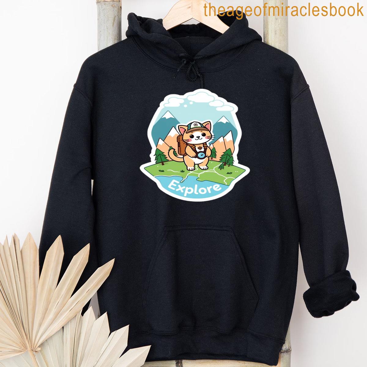 Alternative view of Adventure Cat Kawaii Explore Sticker Design T-shirt