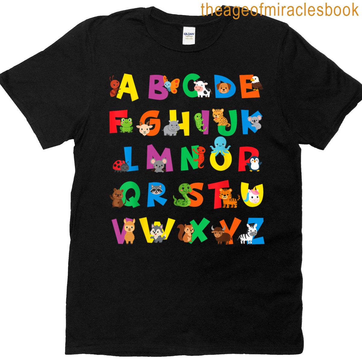 Zoo Animal Alphabet Learning Abcs Letters Teacher Boys Girls T-shirt