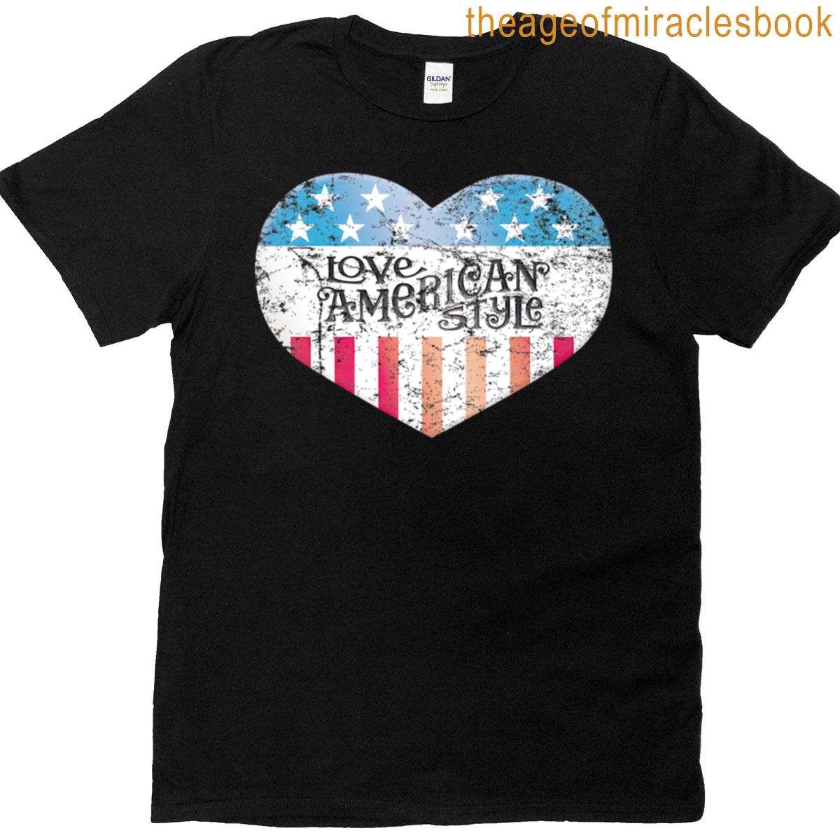 Love American Style Heart – Patriotic Distressed Usa Flag Design T-shirt