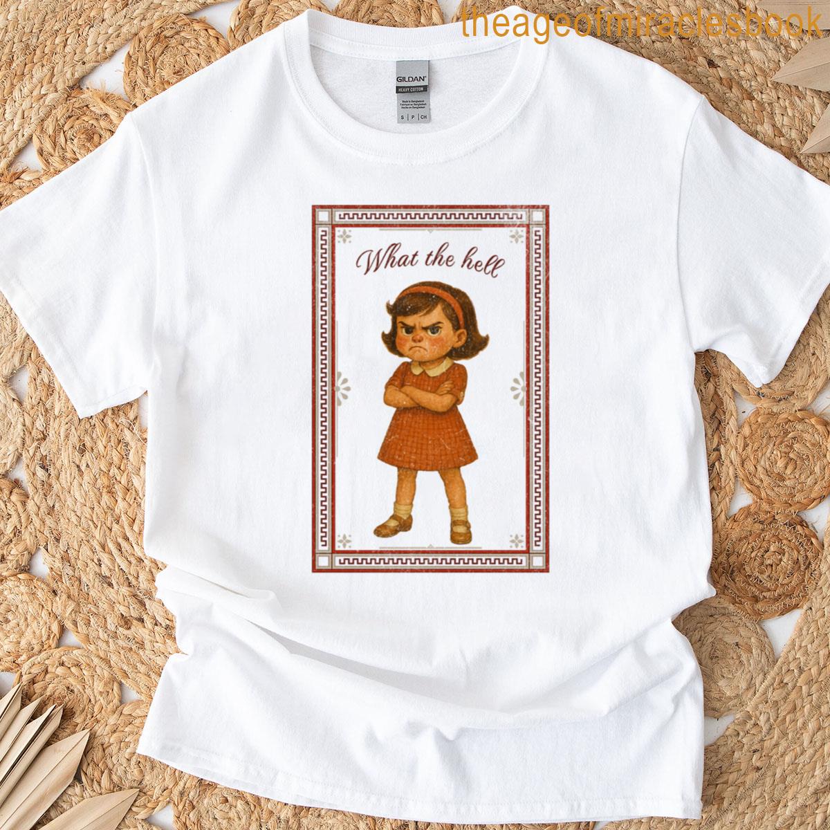 What The Hell Retro Vintage Kids Poster Style Framed Illustration Girl Version T-shirt