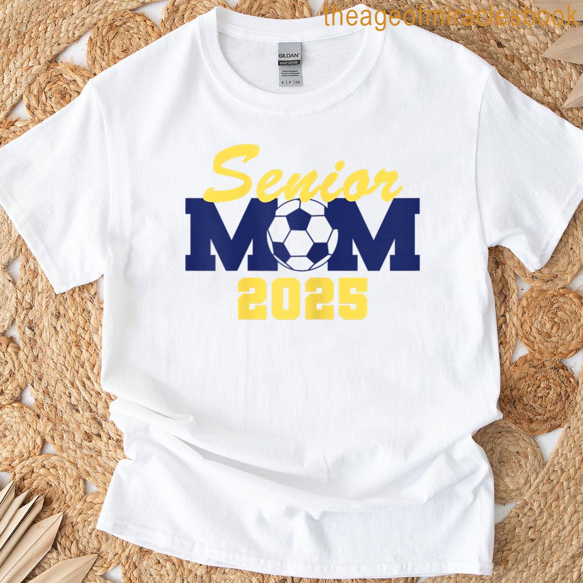 Womens Patel 5 Navy Blue Text Senior Mom T-shirt