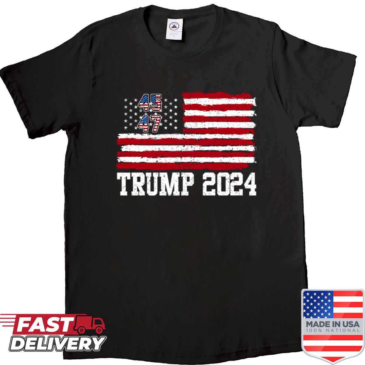 45 47 Trump 2024 American Flag Shirt