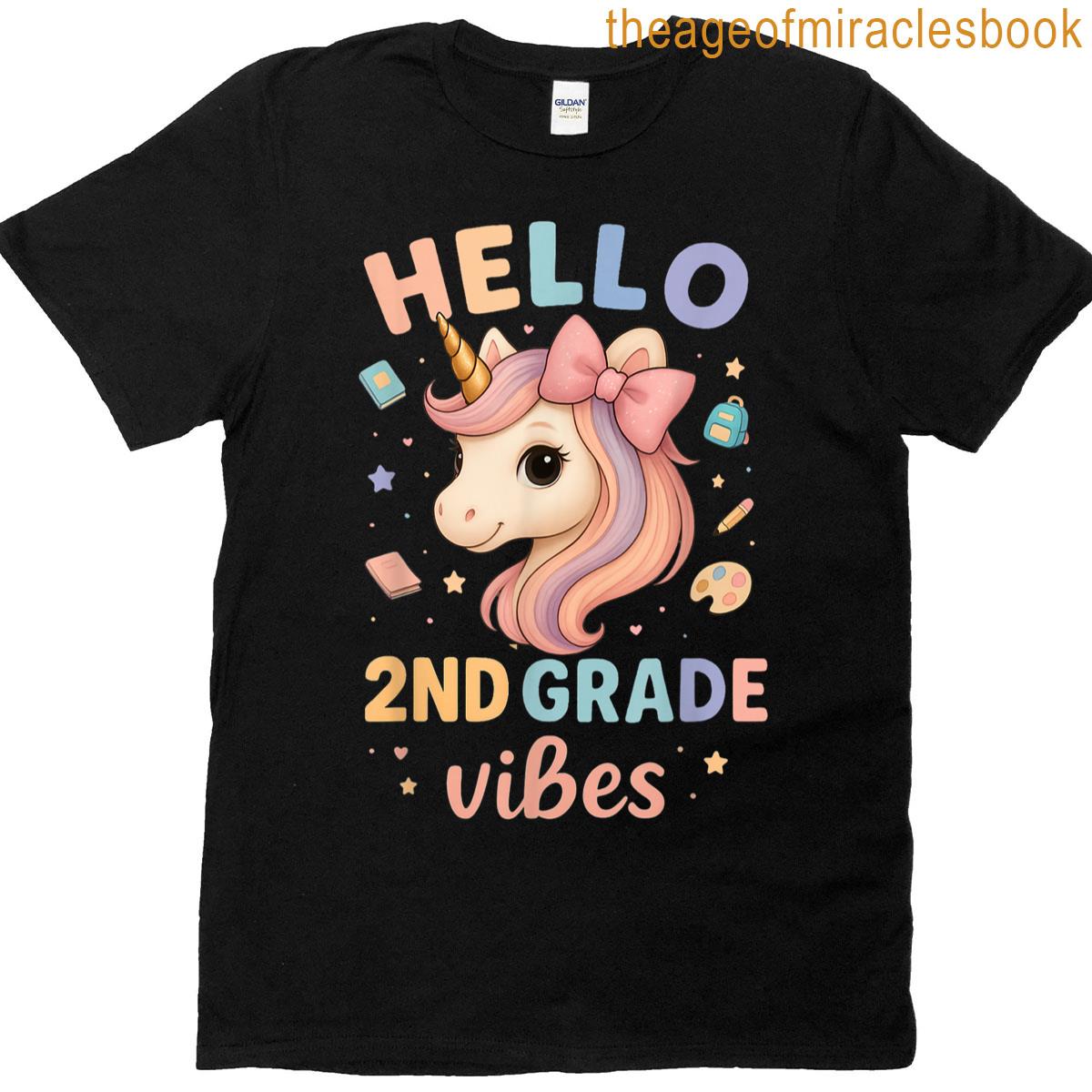 2nd Second Grade Vibes 1st Day School Unicorn Teachergirls T-shirt