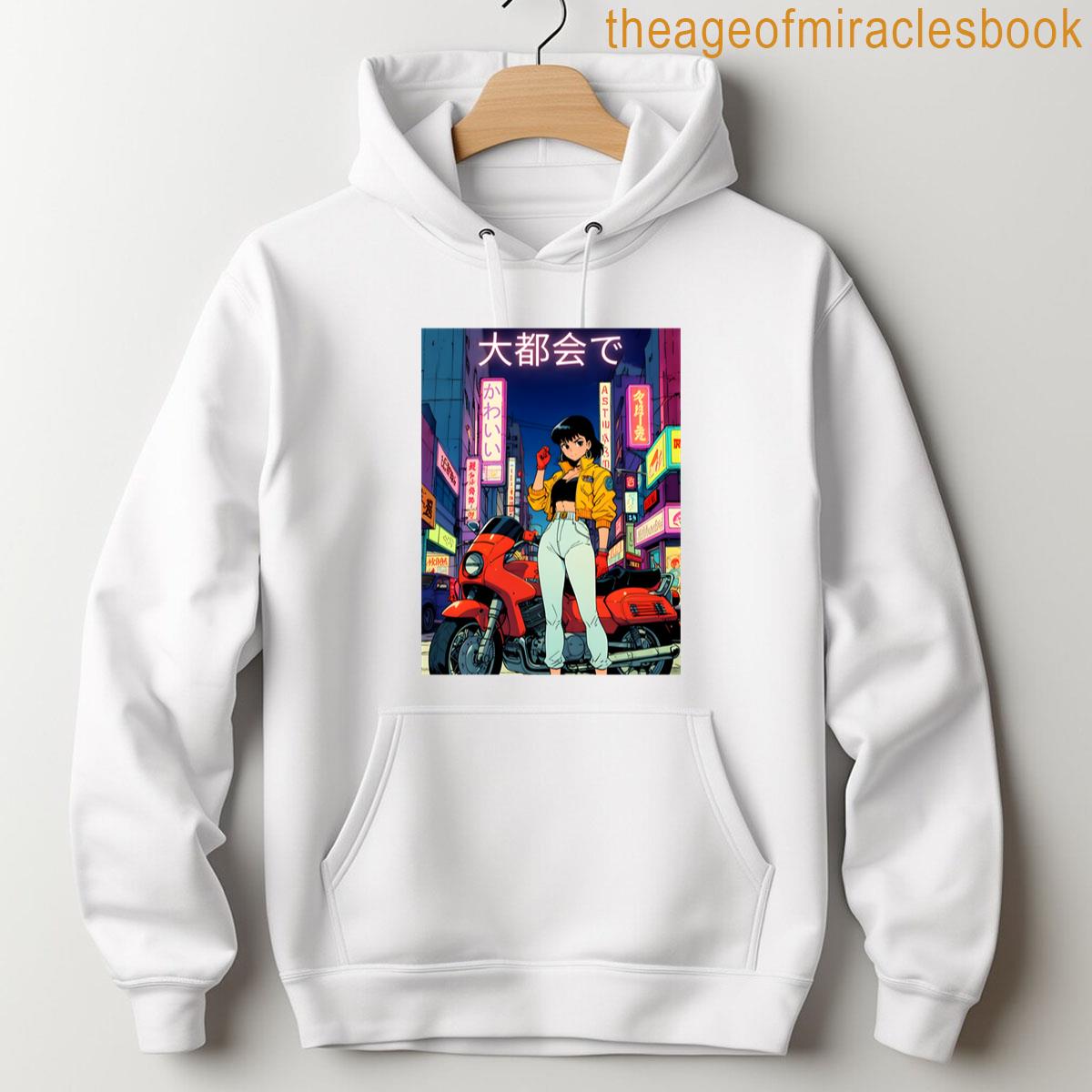 Alternative view of 80s Aesthetic Anime Girl Motorcycle T-shirt