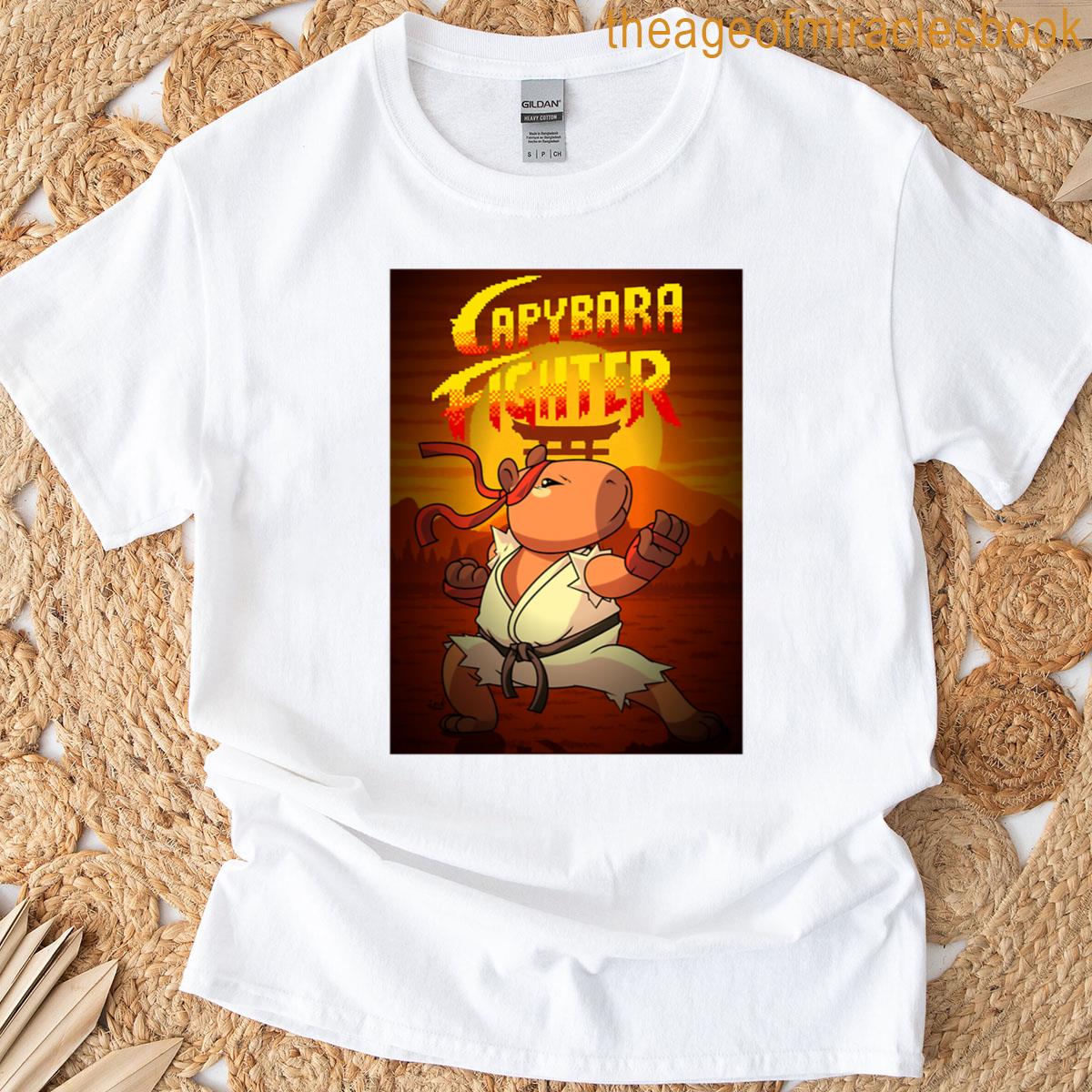 Capybara Fighter Retro Pixel Art Turbo T-shirt