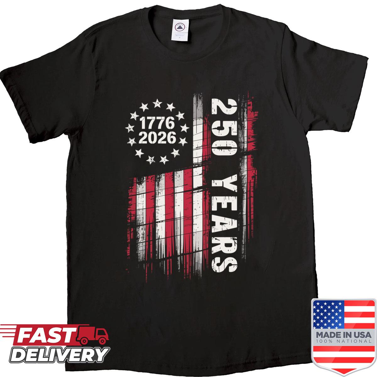 250 Years America Anniversary Grunge Flag Shirt