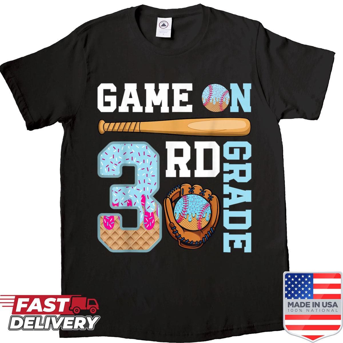 3rd Grade Game On Baseball Drip Ice Cream Back To School Shirt