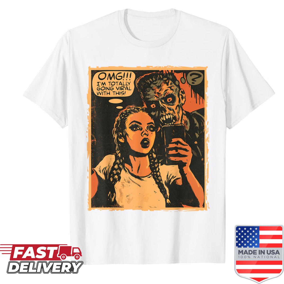 Zombie Selfie Viral Comic Horror Artwork For Halloween Shirt