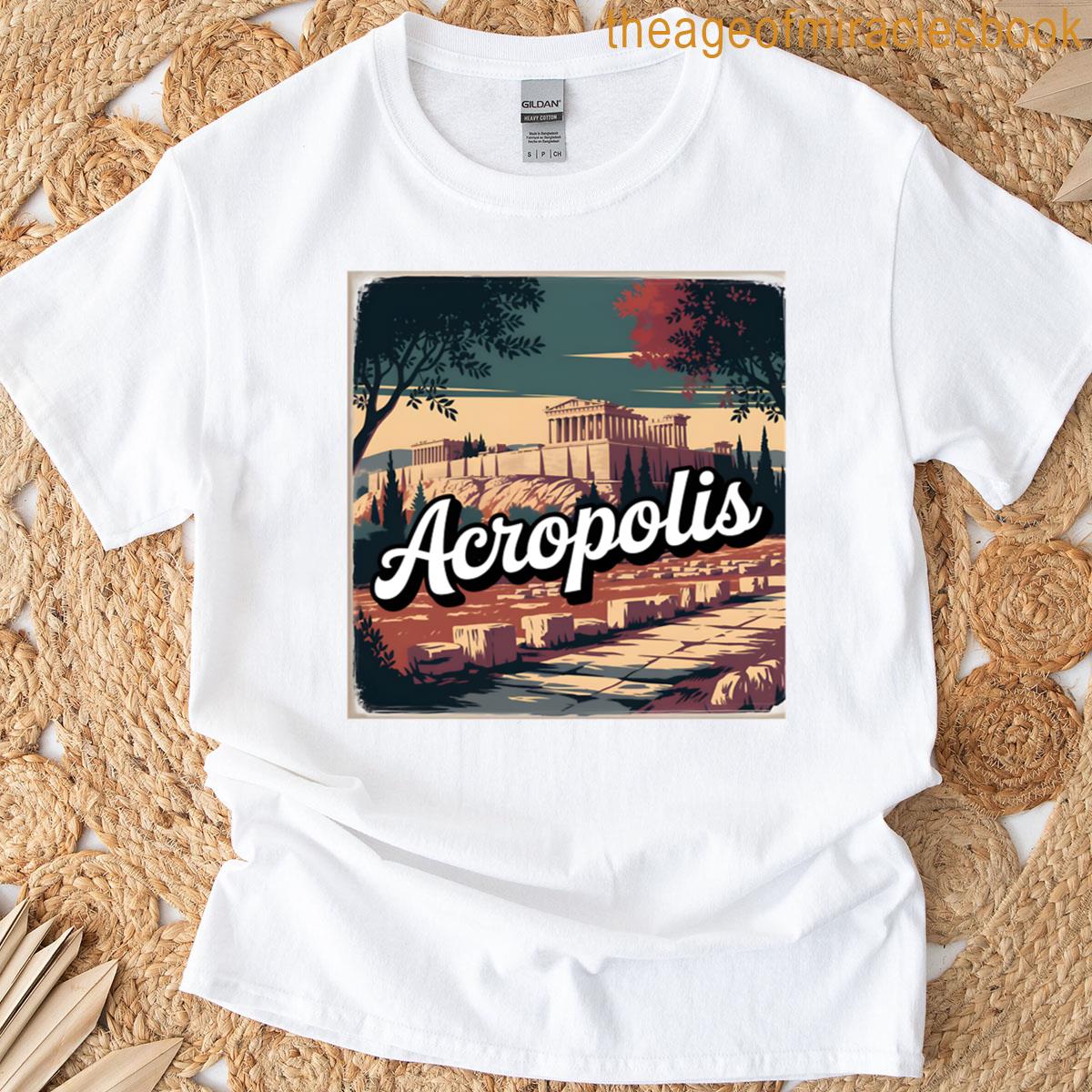 Acropolis European Travel Poster Featuring The Parthenon T-shirt